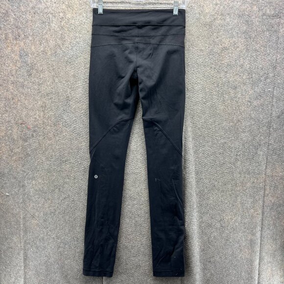 Lululemon Leggings Women 8 Black Gather and Crow Crop Ruched Hem Yoga Pants - Picture 2 of 9